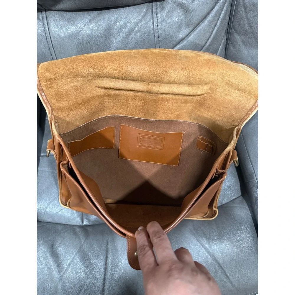Green Fields America Tan‎ Full Grain Leather Briefcase Satchel Made in USA